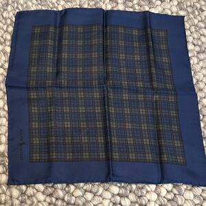 Ralph Lauren Blue and Black Plaid Silk-Blend Pocket Square